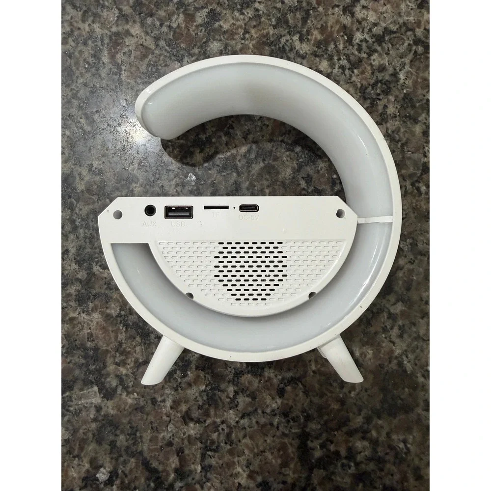 G-Shape LED Smart Atmosphere Lamp Bluetooth Speaker Alarm Clock RGB Light White